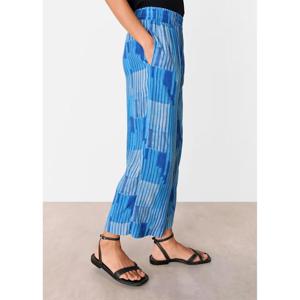 Whistles Blue Stripe Print Cropped Trousers